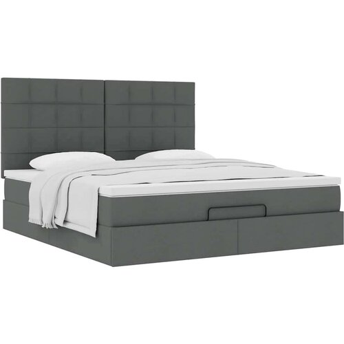 VidaXL Otomanski krevet s madracem tamnosivi 160x200cm od tkanine Slike