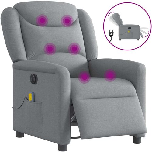 vidaXL Električni masažni naslonjač od tkanine svjetlosivi Cijene