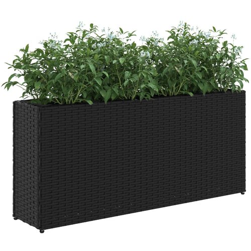  Vrtna sadilica s 2 posude crna 90 x 20 x 40 cm od poliratana Slike