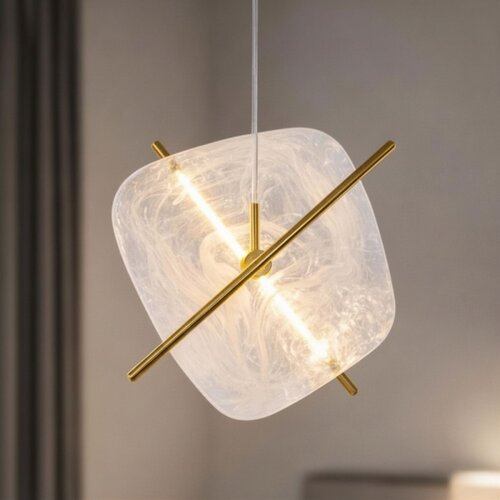  LED luster na sajli RELAX LED/15W/230V zlatna/bela Slike