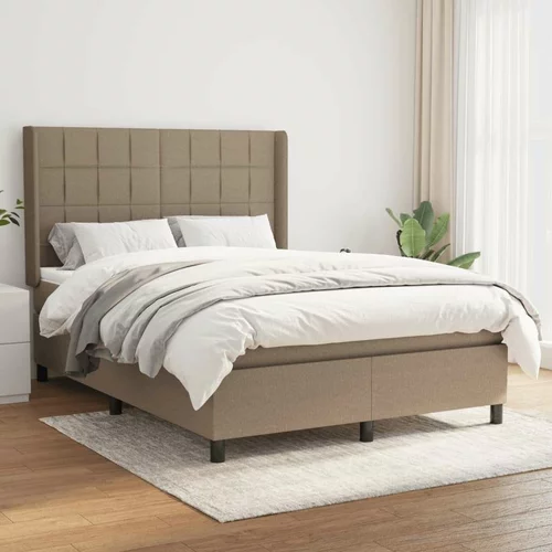  Box spring postelja z vzmetnico taupe 140x200 cm blago, (20893076)