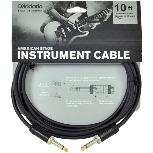 D&amp;#039;Addario Planet Waves PW-AMSG-10 Crna 3 m Ravni - Ravni Slike