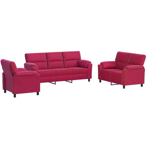  Set sofe 3 pcs Vinska crvena Bar&amp;scaron;un - boja crnog vina 1-sjedalo + 2-sjedalo (120 cm) + 3-sjedalo Slike