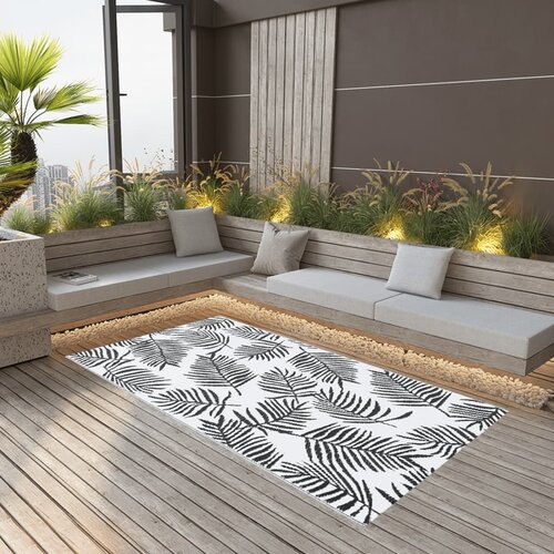 VidaXL Zunanja preproga bela in črna 80x150 cm PP Slike