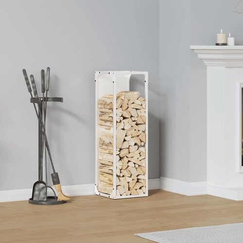 vidaXL stojalo za drva white 25x25x80 cm hladno valjano jeklo Cene