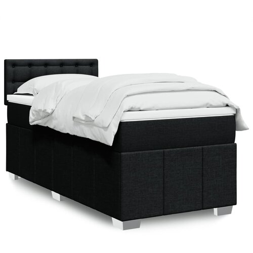 vidaXL Box spring postelja z vzmetnico črna 90x200 cm blago Cene
