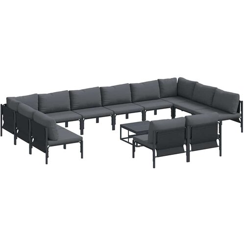  Sjedeća garnitura za vrt s jastukom 13 pcs Crna Čelik Slike