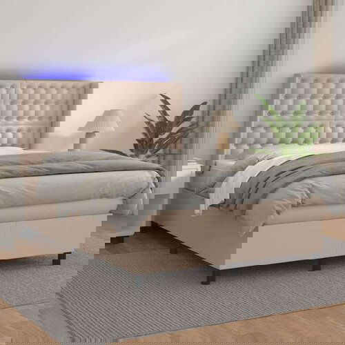  Box spring postelja z vzmetnico LED kapučino 140x200 cm, (20897110) Slike