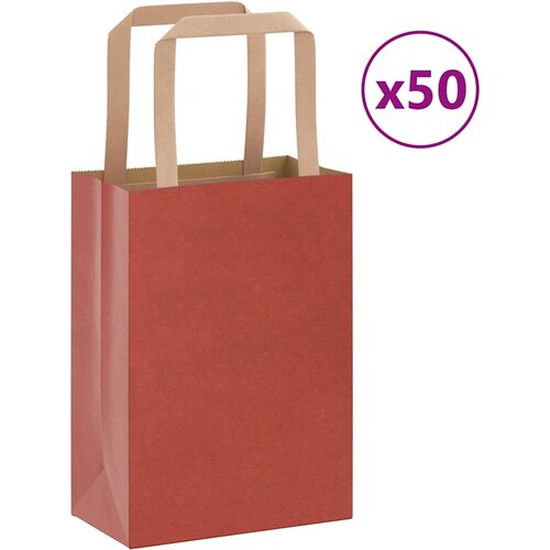 vidaXL Papirnate vrećice 50 kom s ručkama crvene 15x8x21 cm Cijene