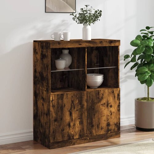 The Living Store Komoda z LED lučkami dimljen hrast 81x37x100 cm - Komoda, (21661017) Cene