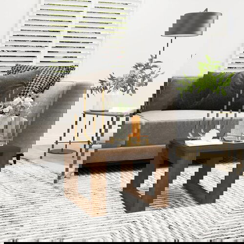 VidaXL Stranska mizica rjav hrast 50x50x35 cm inženirski les Slike