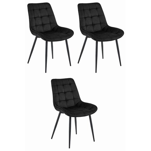 Brandless Stol BERA - črn žamet / črne noge x 3, (22055148) Cene