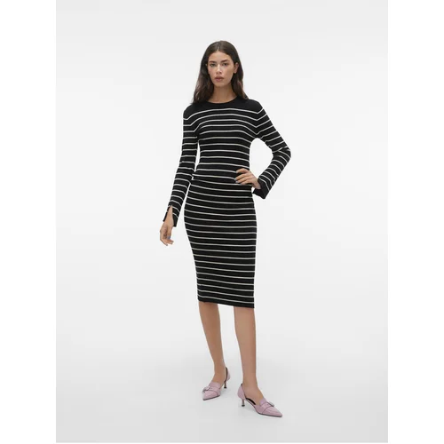 Vero_Moda Black women's striped sweater dress Gold - Women