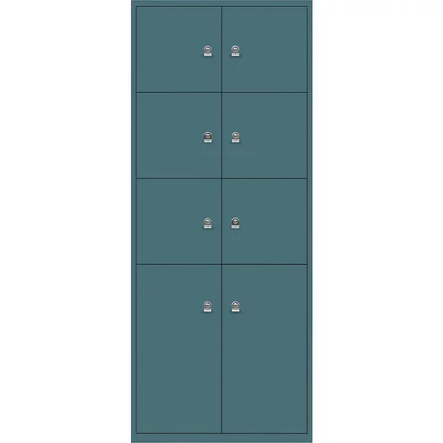 BISLEY Omara s predelki z zaklepanjem LateralFile™, 8 predelkov z zaklepanjem, višina 6 x 375 mm, 2 x 755 mm, modro zelene barve