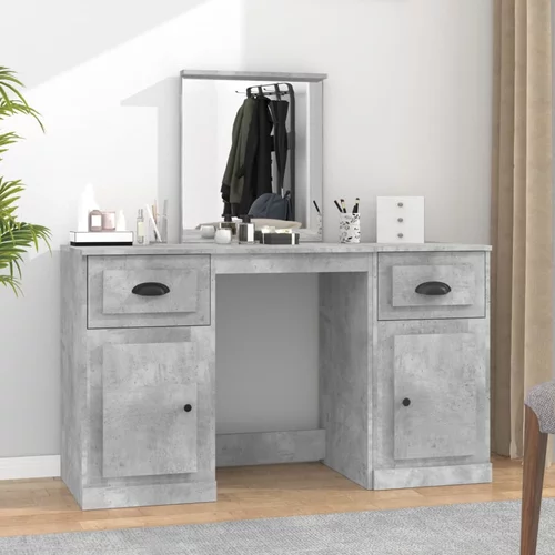 vidaXL Toaletni stolić s ogledalom siva boja betona 130x50x132 5 cm