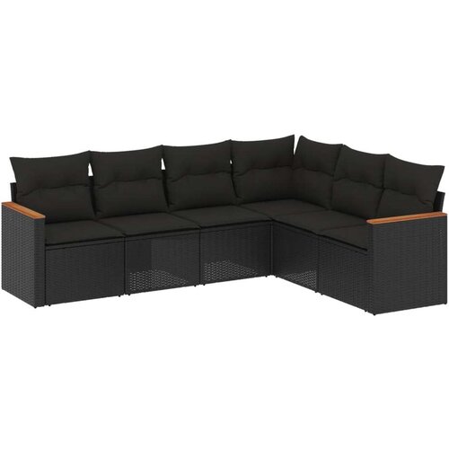 VidaXL 6-dijelni set vrtnih sofa s jastucima crni od poliratana Slike
