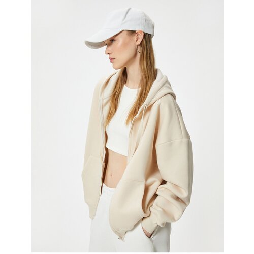 Koton Hooded Zippered Oversize Sweatshirt with Kangaroo Pocket Cene