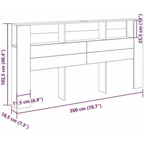  Glava kreveta s ormarićem Crni hrast 200 x 18,5 x 102,5 cm Slike