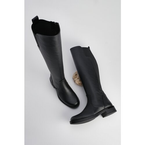 Marjin Women's Knee High Zipper Daily Boots Helas Black Cene
