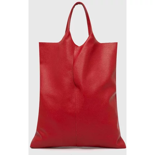 Answear Lab Usnjena torbica rdeča barva