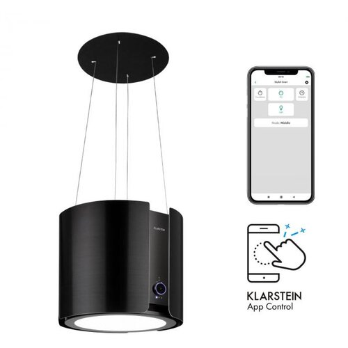 Klarstein skyfall smart, otočna kuhinjska napa, &amp;Oslash; 45 cm, recirkulacija, 402 m&amp;sup3; / h, led, nerjaveče jeklo, črna Slike