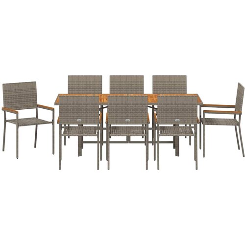  Vrtni set za objed 9 kom. Siva poliratan 190 x 80 x 75 cm Slike