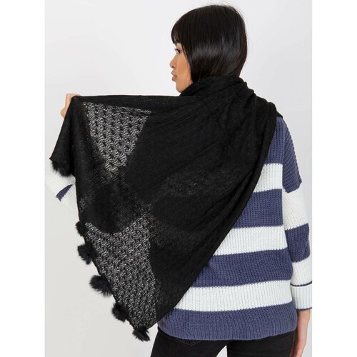 Fashion Hunters Black women's scarf with an openwork pattern Slike
