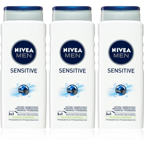 Nivea Men Sensitive gel za prhanje za moške 3 x 500 ml (ugodno pakiranje) Cene
