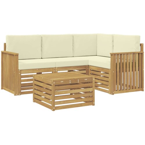  Set vanjskih sofa 5 pcs Bijela i krem 59 x 59 x 37 cm Poliester Slike
