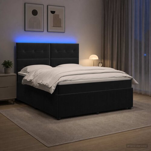  LED okvir za krevet s madracem Crna 160 x 200 cm Bar&scaron;un Cijene