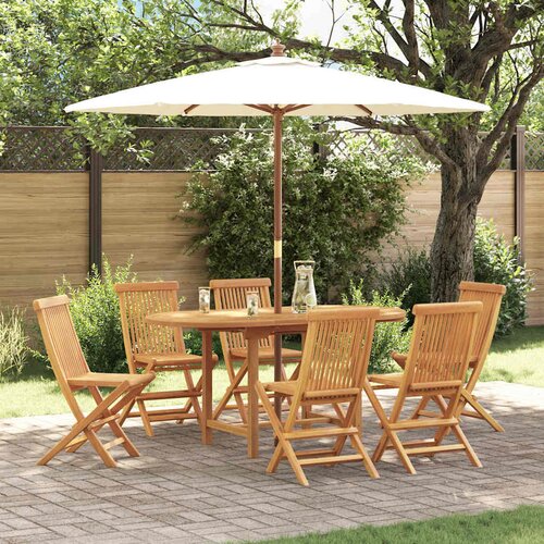  Vrtni set za objed 7 pcs Smeđa Čvrsto teak drvo Cijene