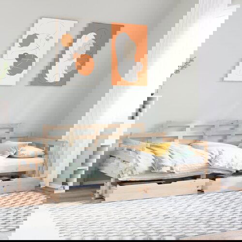 VidaXL Dnevna postelja s predali 90x200cm trdna borovina Slike