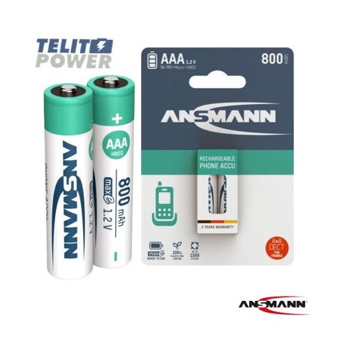 Ansmann DECT AAA 1.2V 800mAh maxE &amp;ndash; Punjive NiMH baterije (2 komada) ( 4809 ) Slike
