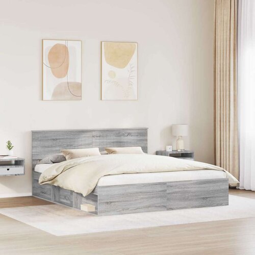  Okvir za krevet s uzglavljem Siva Sonoma 180 x 200 cm Slike
