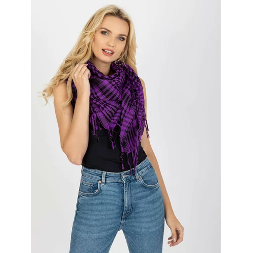 Fashionhunters Violet and black scarf with fringes