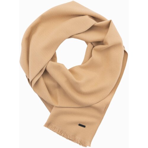 Ombre Men&amp;#039;s monochrome scarf with tassels - light brown Slike