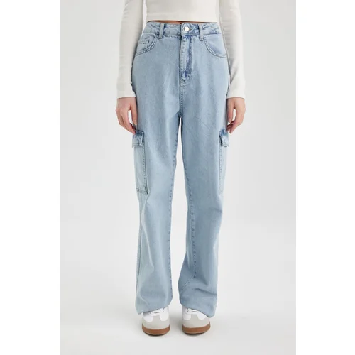 Defacto Wide Leg Cargo High Waist Wide Leg Long Jeans