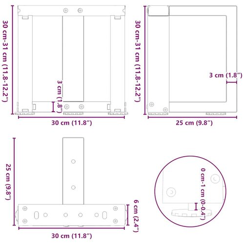 noge stolića za kavu T-oblika 2 kom antracit 30x25x(30-31) cm Slike