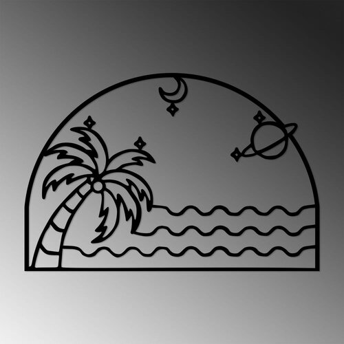Wallity Zidna dekoracija Palm Sea Moon - 451, 70 x 47 cm, Crna Cene