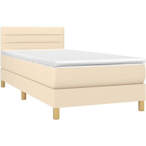  box spring s madracem LED krem 100x200 cm od tkanine Slike