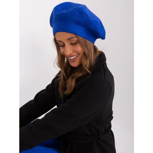 Fashion Hunters Cobalt blue women's beret with appliqué