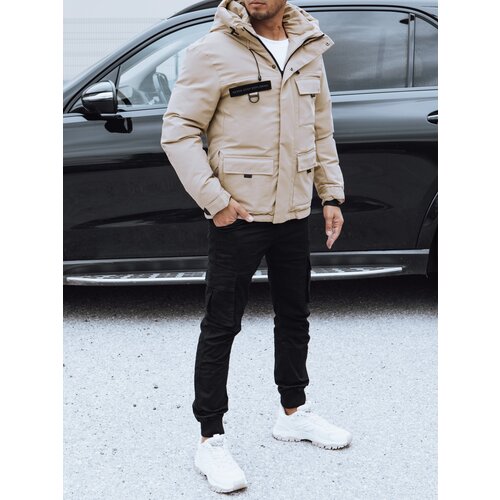 DStreet Men's winter jacket with hood beige Cene