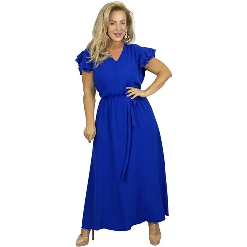 Pri Long dress tied at the waist with short sleeves with frill CELINA Cijene