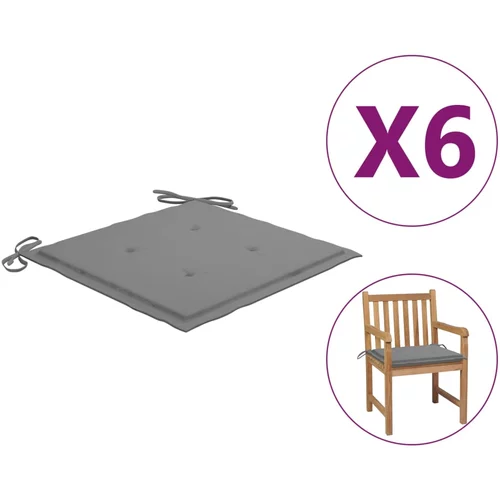 vidaXL jastuci za vrtne stolice 6 kom sivi 50 x 50 x 3 cm od tkanine