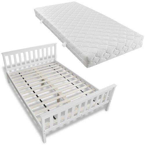 vidaXL Krevet s madracem 140 x 200 cm od masivne borovine bijeli Cene