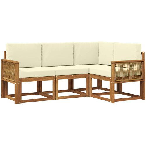  Set vanjskih sofa 4 pcs Prirodna i krem Poliester Slike