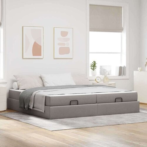  Posteljni okvir z vzmetnico z vzmetnico 2 pcs Taupe blago, (5000126691) Cene