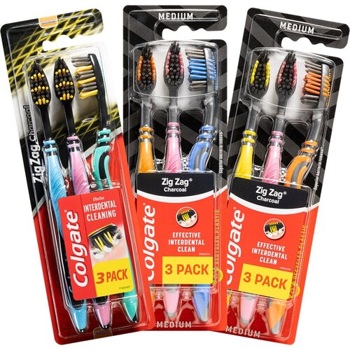 Colgate Zig Zag Charcoal zobne ščetke medium 3 kos Cene
