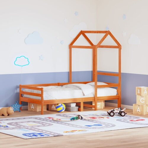 vidaXL Streha za otroško posteljo rjava 118x70x176,5 cm borovina Cene