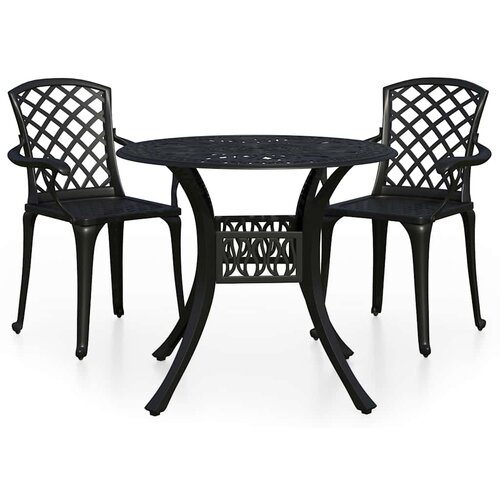  3-dijelni bistro set od lijevanog aluminija crni Slike
